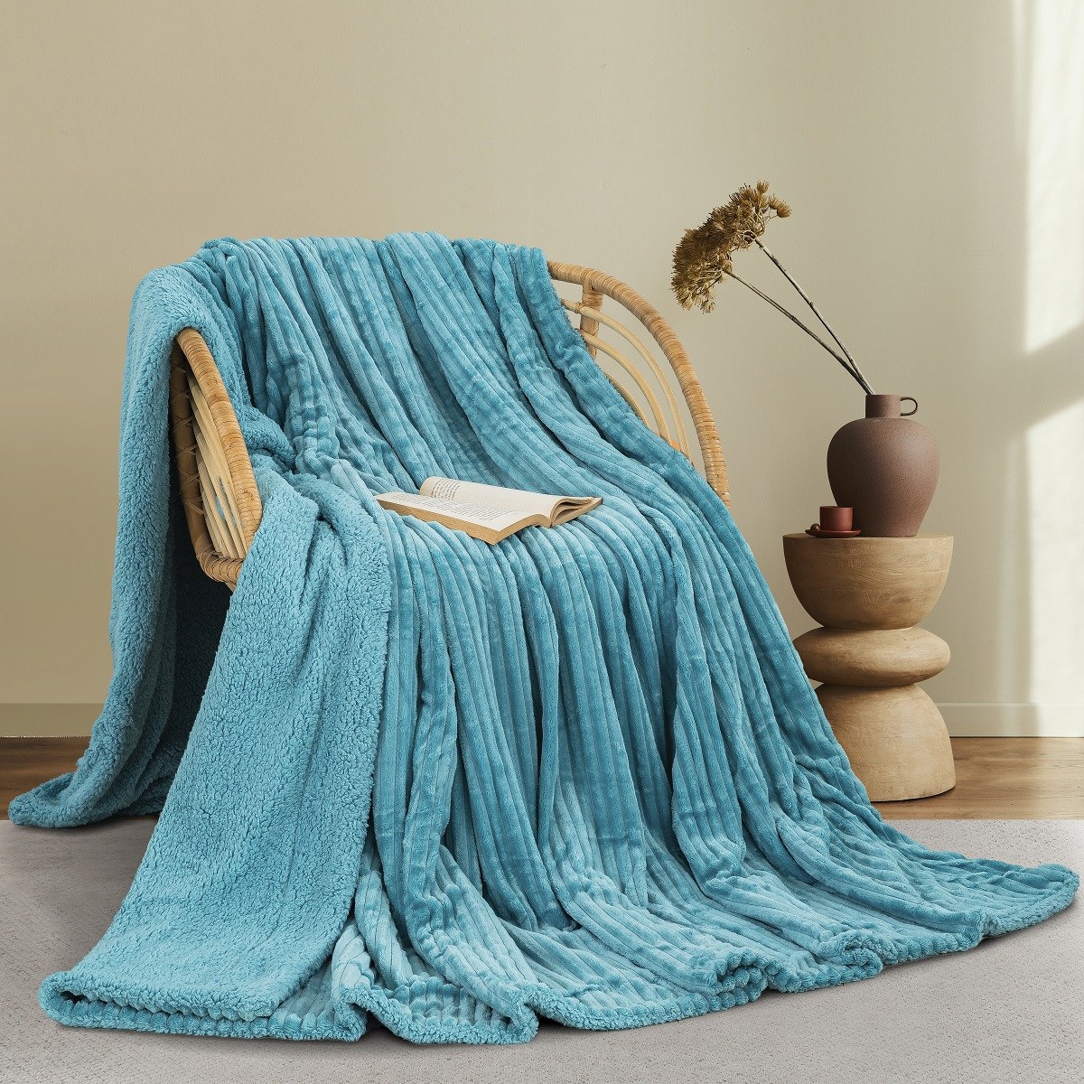 Κουβερτα Fleece/Sherpa 220X240 Adam Home (400) Aqua(25)