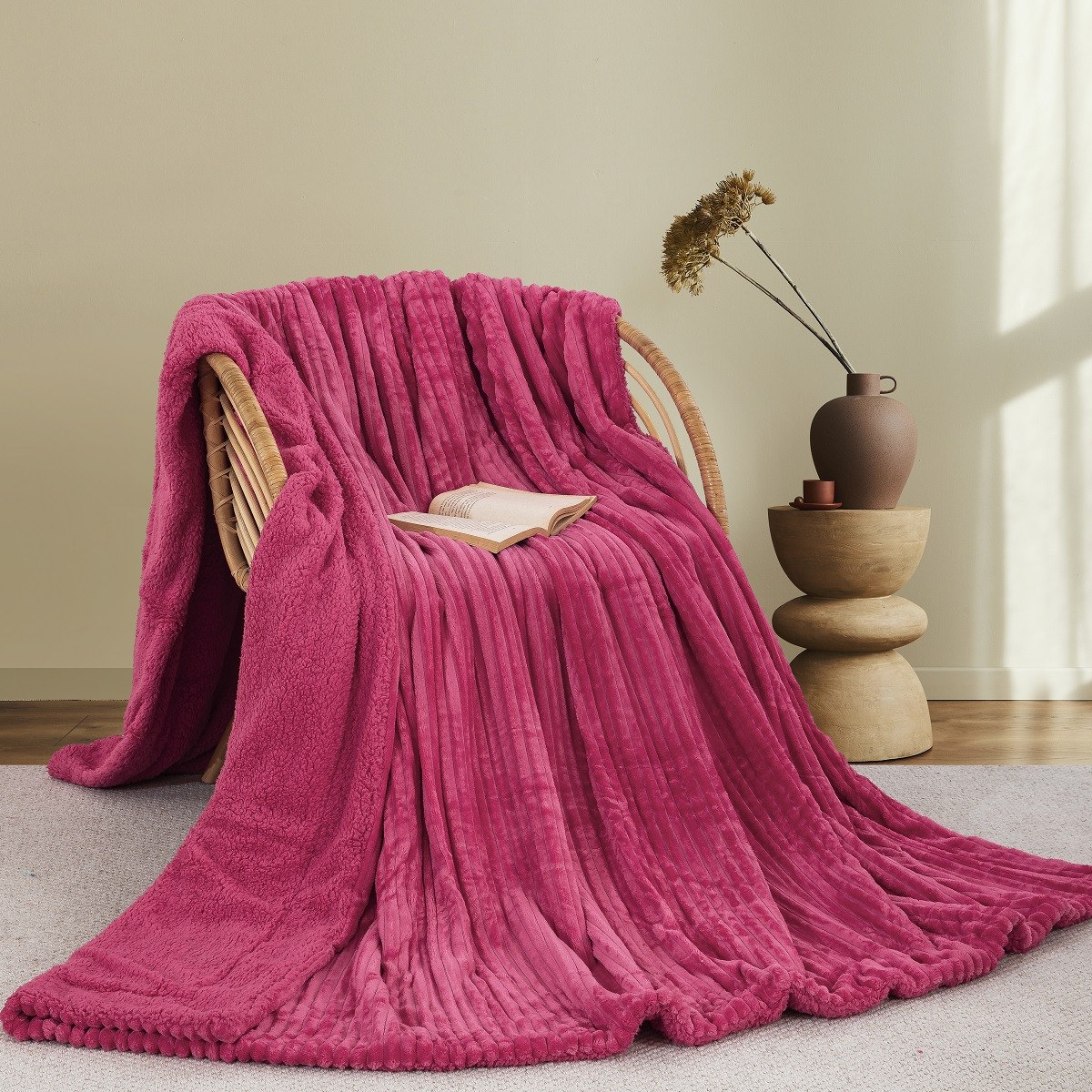 Κουβερτα Fleece/Sherpa 220X240 Adam Home (400) Fucshia(