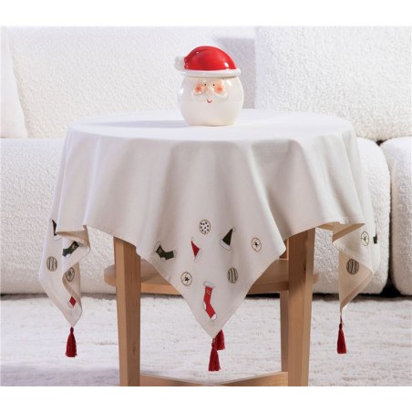 Χριστουγεννιάτικο Τραπεζομάντηλο Nef-Nef Christmas Is All Around Ecru 100x100