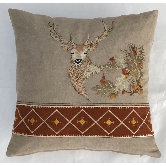 F&L 43Χ43 Μαξιλαροθήκη Χριστ/Κο Ελαφι Μπορντουρα Βελουδο...