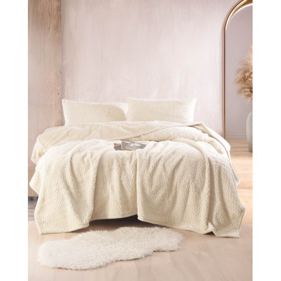 Σετ Κουβέρτα Γούνινη Υπέρδιπλη 3 Τεμαχίων Rythmos Bliss...