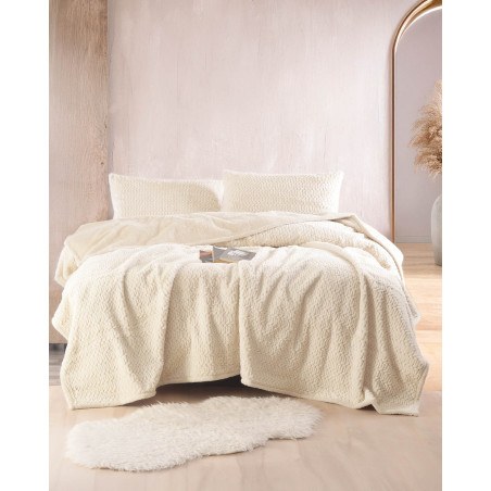 Σετ Κουβέρτα Γούνινη Υπέρδιπλη 2 Τεμαχίων Rythmos Bliss Μπεζ 220x240