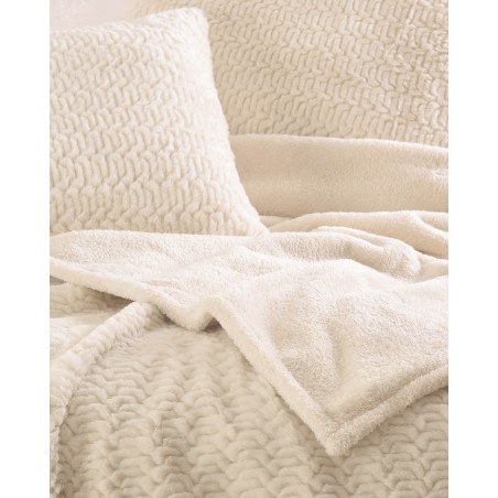 Σετ Κουβέρτα Γούνινη Υπέρδιπλη 2 Τεμαχίων Rythmos Bliss Μπεζ 220x240