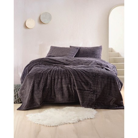 Σετ Κουβέρτα Γούνινη Υπέρδιπλη 2 Τεμαχίων Rythmos Bliss Γκρι 220x240