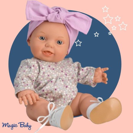 Κούκλα Magic Baby Rose Με Κορμάκι Και Ροζ Κορδέλα 33εκ. MB34107
