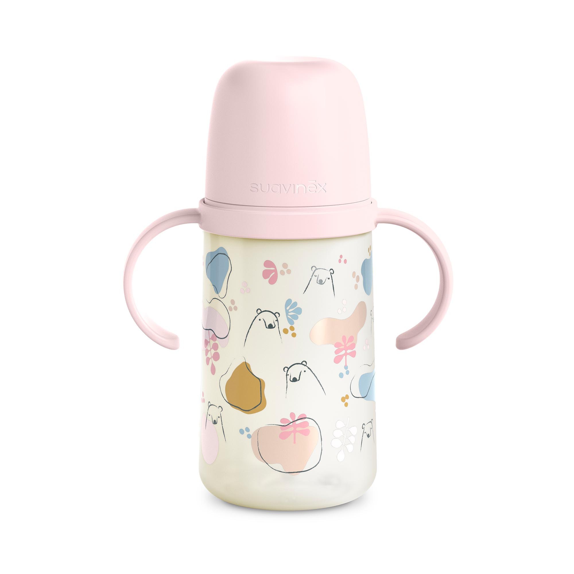 Μπουκάλι Εκπαιδευτικό με λαβές 270ml +6μ BEAR Pink Suavinex