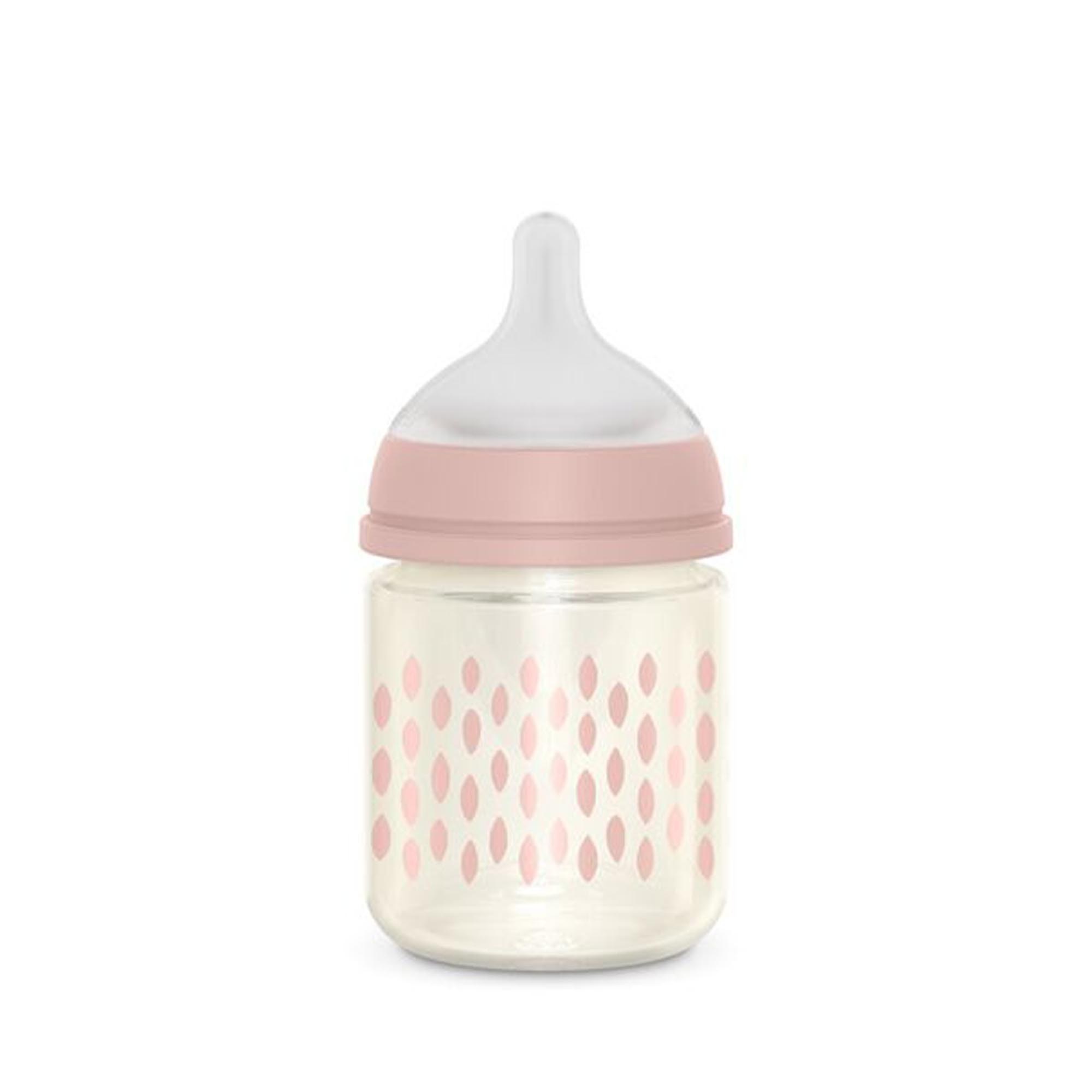 Μπιμπερό Γυάλινο Φυσιολογική θηλή Σιλικόνης SX PRO 120ml +0μ Pink Suavinex