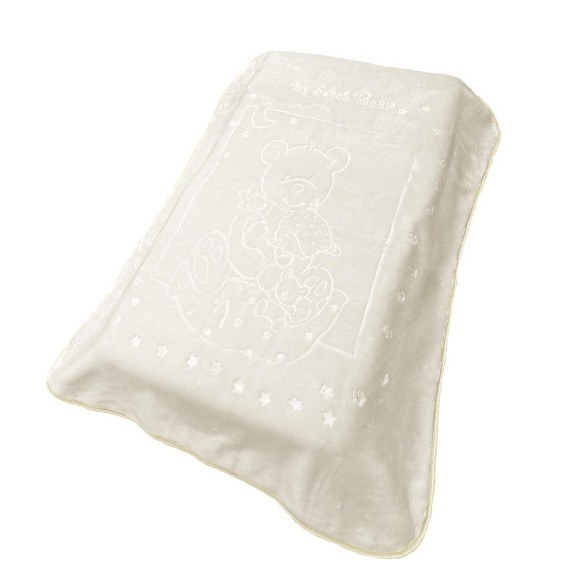 Κουβέρτα Βελουτέ Κούνιας Dimcol Sweet Bear 21 110x140 Ecru