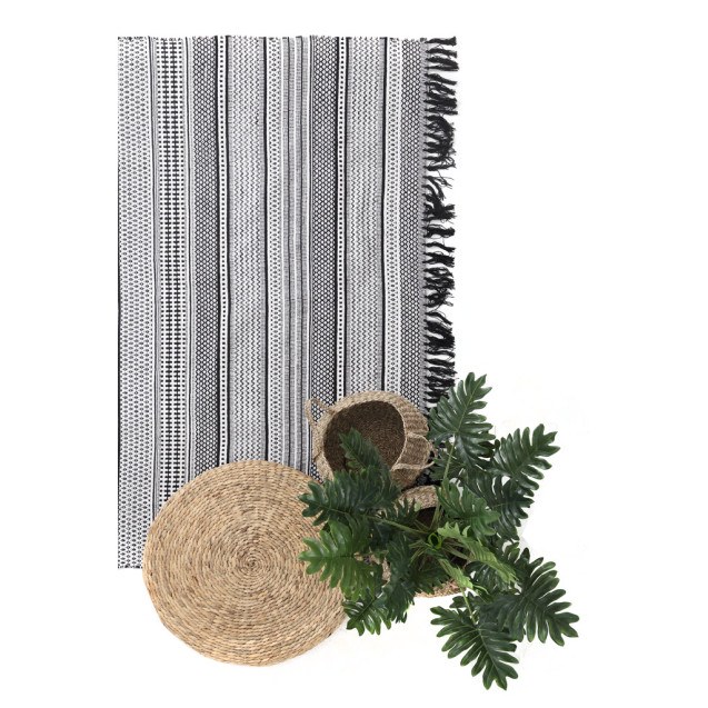 Χαλί Urban Cotton Kilim Samaira Black White...