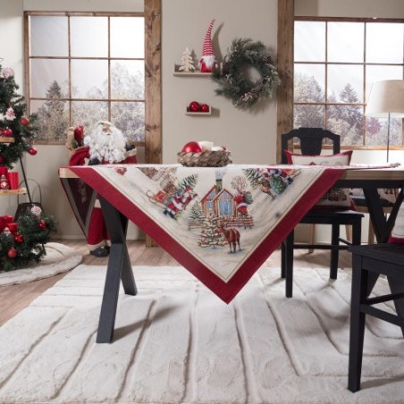 Χριστουγεννιάτικη Τραπεζομάντηλο Teoran Wells - 140x140cm
