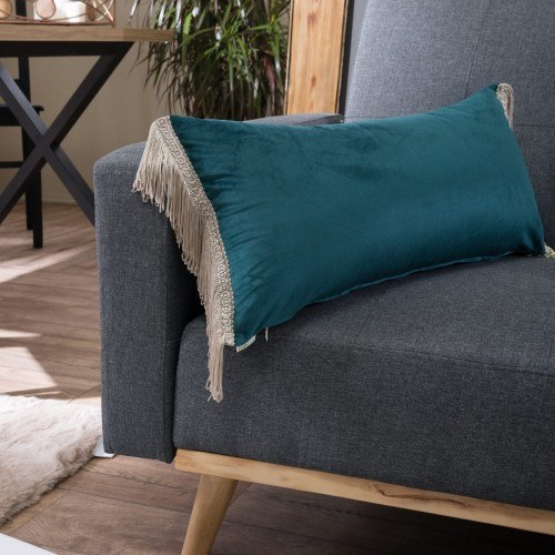 Μαξιλαροθήκη Διακόσμησης Teoran Velvet 13 Με Κρόσι (30x60cm) - 30x60cm