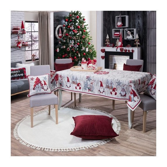 Χριστουγεννιάτικη Τραπεζομάντηλο Teoran Elf - 140x140cm