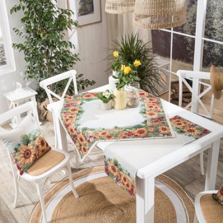 Σετ Καρέ & Runner Teoran Sunflower 100x100 & 40x100