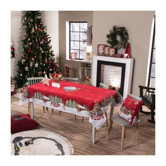 Χριστουγεννιάτικη Τραπεζομάντηλο Teoran Rudolph 140x220