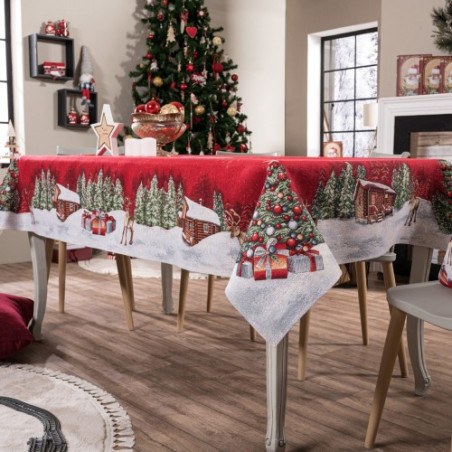 Χριστουγεννιάτικη Τραπεζομάντηλο Teoran Rudolph 140x220