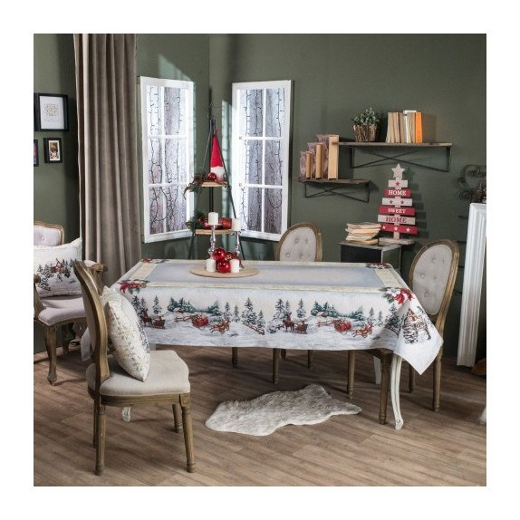 Χριστουγεννιάτικη Τραπεζομάντηλο Teoran Flake - 140x140cm