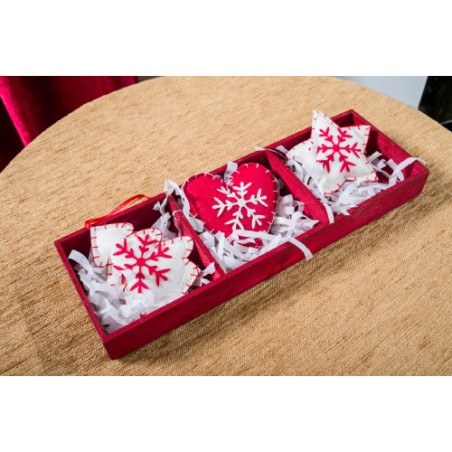 Χριστουγεννιάτικα Ξύλινα Στολίδια Teoran Heart (3 τεμ.)