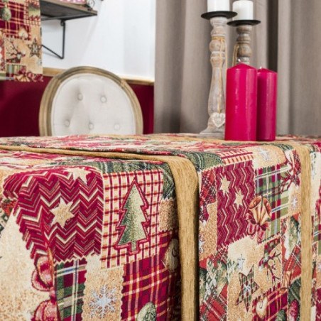 Χριστουγεννιάτικη Τραπεζομάντηλο Teoran Tinsel - 135x135cm