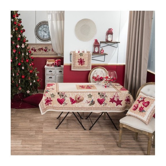 Χριστουγεννιάτικη Τραπεζομάντηλο Teoran Star 140x220