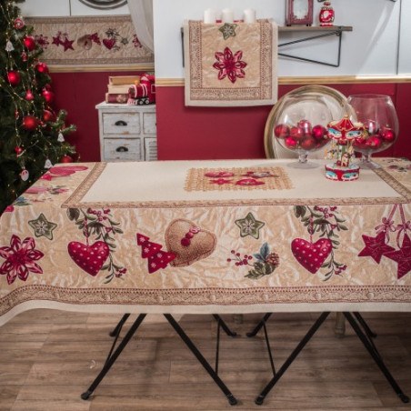 Χριστουγεννιάτικη Τραπεζομάντηλο Teoran Star 140x180