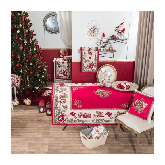Χριστουγεννιάτικη Τραπεζομάντηλο Teoran Holly - 140x180cm