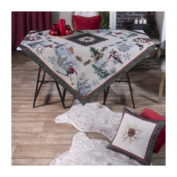 Χριστουγεννιάτικη Τραπεζομάντηλο Teoran Alps - 140x140cm