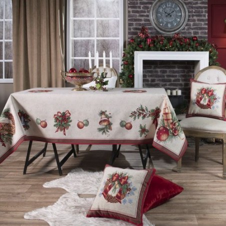 Χριστουγεννιάτικη Τραπεζομάντηλο Teoran Lights - 140x140cm