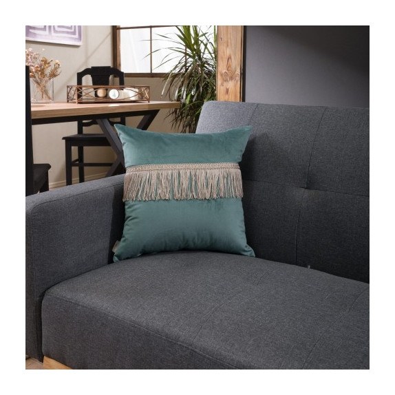 Μαξιλάρι Διακόσμησης Teoran Velvet 15 Με Κρόσι - 45x45cm...