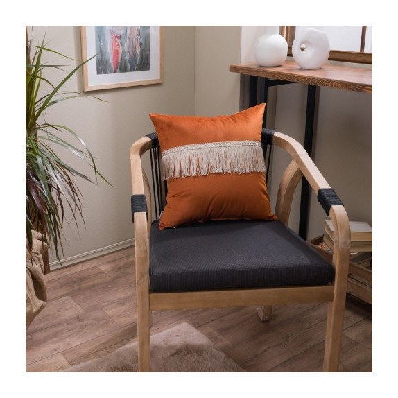 Μαξιλαροθήκη Διακόσμησης Teoran Velvet 05 Με Κρόσι - 45x45cm