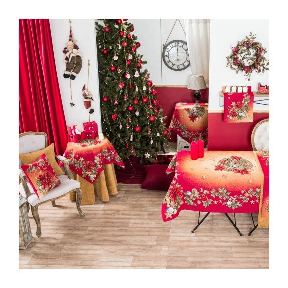 Χριστουγεννιάτικη Τραπεζομάντηλο Teoran Pine - 140x180cm