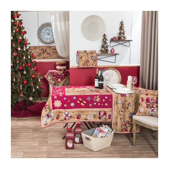 Χριστουγεννιάτικη Τραπεζομάντηλο Teoran Gift - 140x180cm