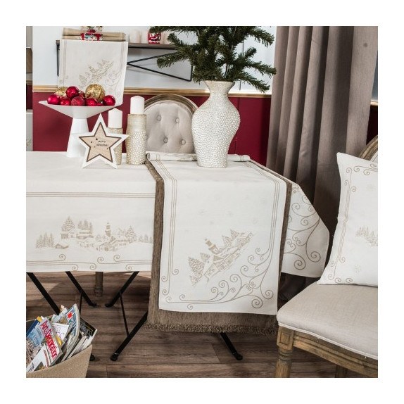 Χριστουγεννιάτικη Τραπεζομάντηλο Teoran Challet - 140x180cm