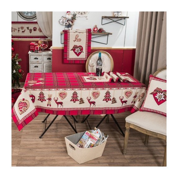 Χριστουγεννιάτικη Τραπεζομάντηλο Teoran Trivor - 140x140cm