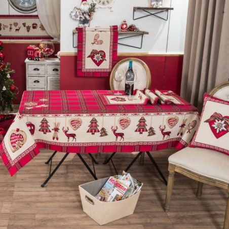 Χριστουγεννιάτικη Τραπεζομάντηλο Teoran Trivor - 140x140cm