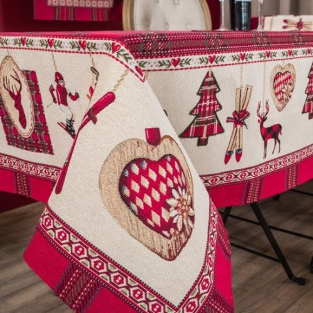 Χριστουγεννιάτικη Τραπεζομάντηλο Teoran Trivor - 140x140cm