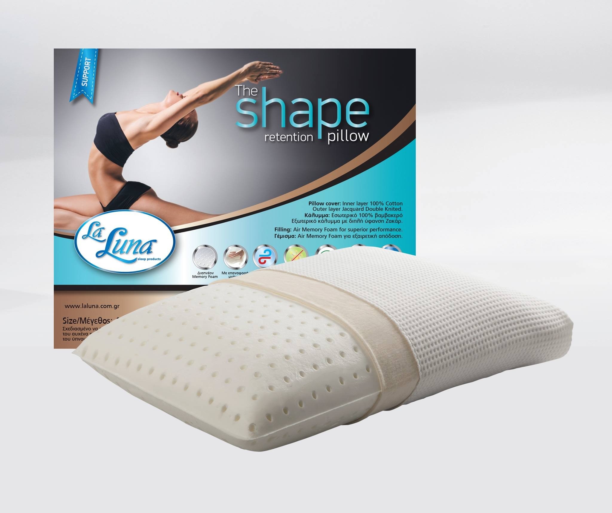 Μαξιλάρι Μαλακό/Μέτριο La Luna The Shape Retention Pillow 60x40x12