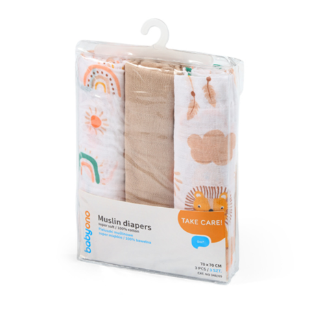 Σετ Πάνες Μουσελίνες 3 Τεμαχίων BabyOno Bamboo Τυρκουάζ BN348/08 70x70
