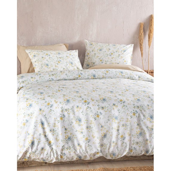 Σετ Σεντόνια King Size 4 Τεμαχίων Rythmos Sorin Μπλε 270x290