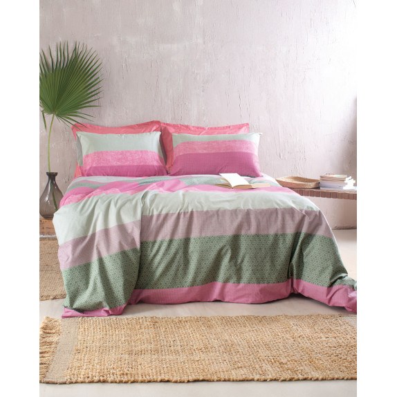 Σετ Σεντόνια King Size 4 Τεμαχίων Rythmos Robin Ροζ 260x280