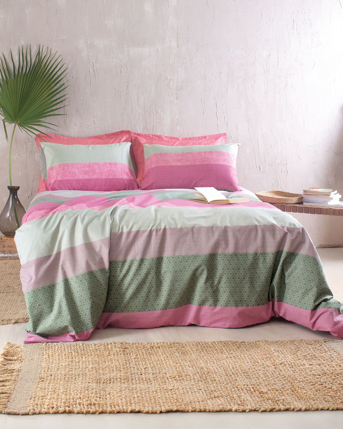 Σετ Σεντόνια Μονά με Λάστιχο 3 Τεμαχίων Rythmos Robin Ροζ 105x205+25