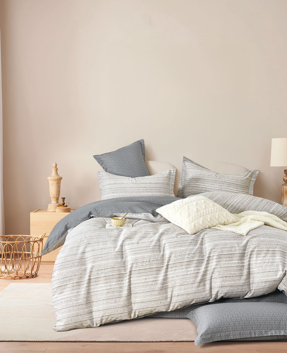 Σετ Παπλωματοθήκη Υπέρδιπλη 3 Τεμαχίων Rythmos Calming 220x250