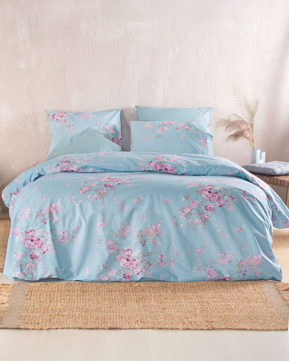 Σετ Σεντόνια Μονά 3 Τεμαχίων Rythmos Springtime Μπλε 160x260