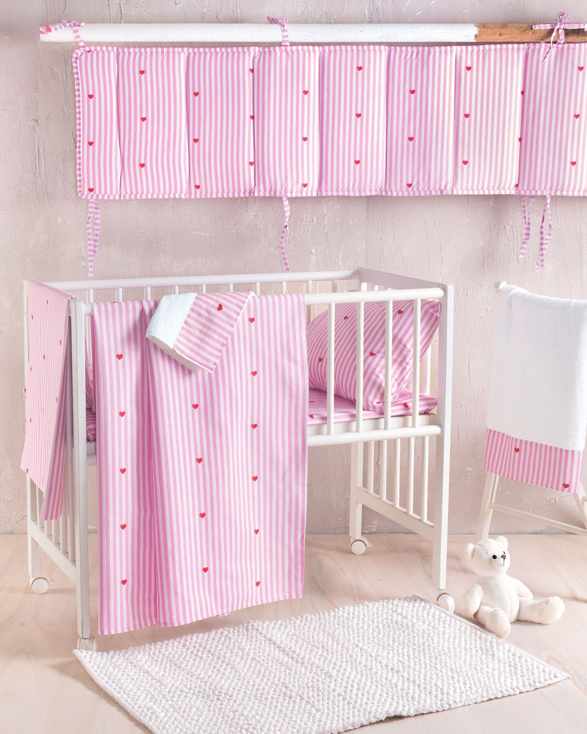 Σετ Σεντόνια Κούνιας 3 Τεμαχίων Rythmos Young Heart 120x160