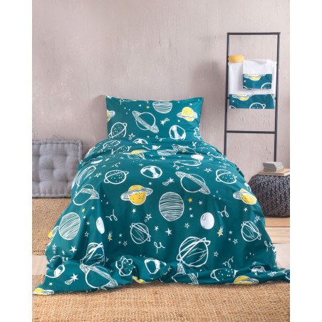 Σετ Βρεφικές Πετσέτες 2 Τεμαχίων Rythmos Saturn Πετρολ 30x50,70x140