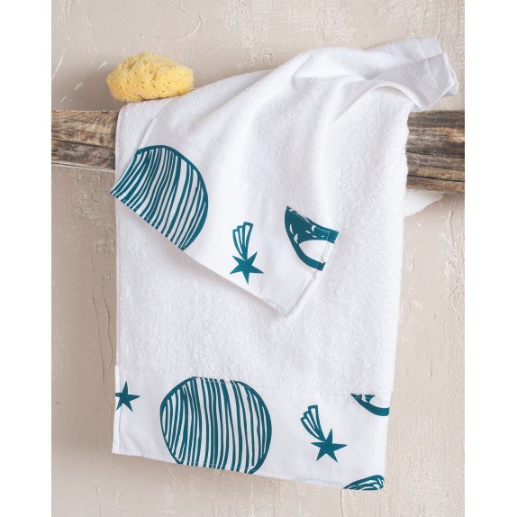 Σετ Βρεφικές Πετσέτες 2 Τεμαχίων Rythmos Saturn Λευκο...