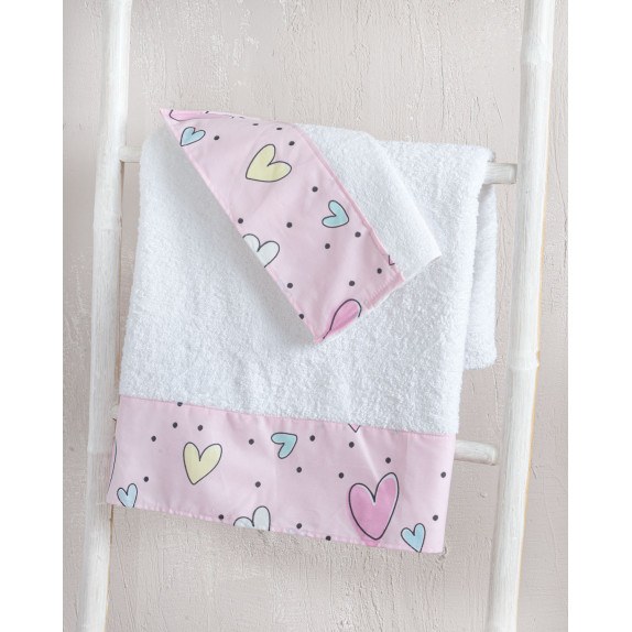 Σετ Βρεφικές Πετσέτες 2 Τεμαχίων Rythmos Pop Hearts...