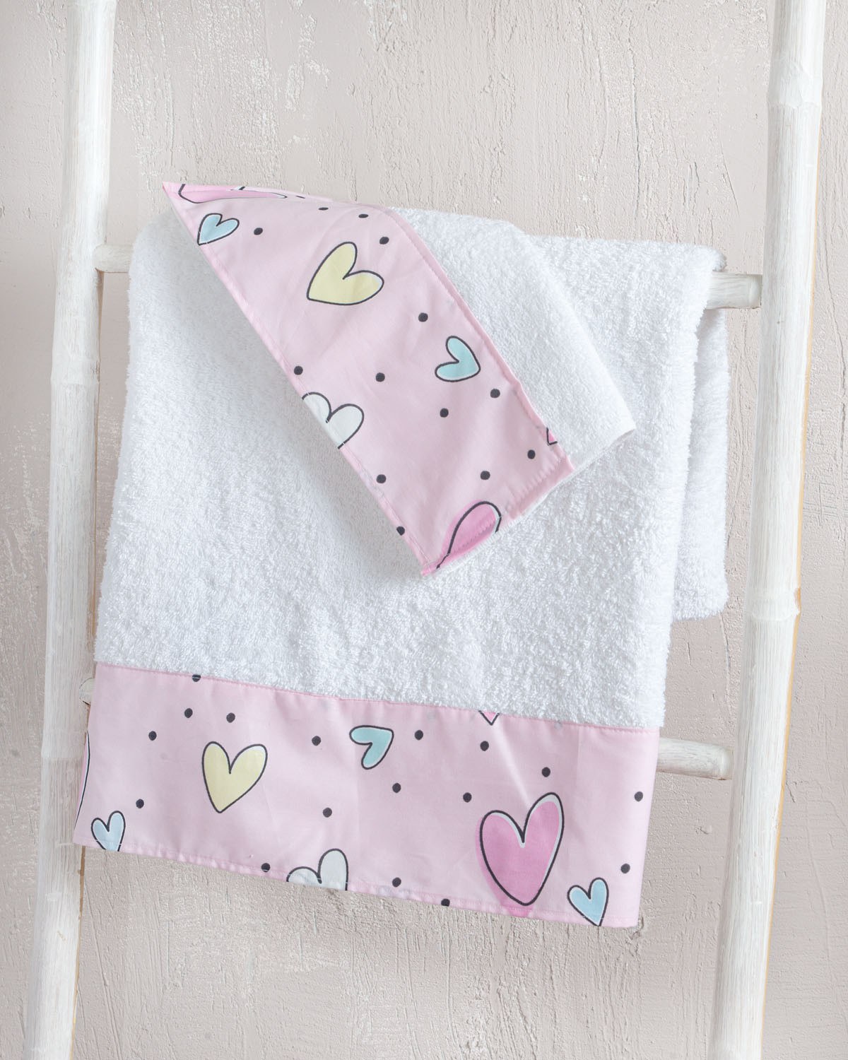 Σετ Βρεφικές Πετσέτες 2 Τεμαχίων Rythmos Pop Hearts 30x50,70x140