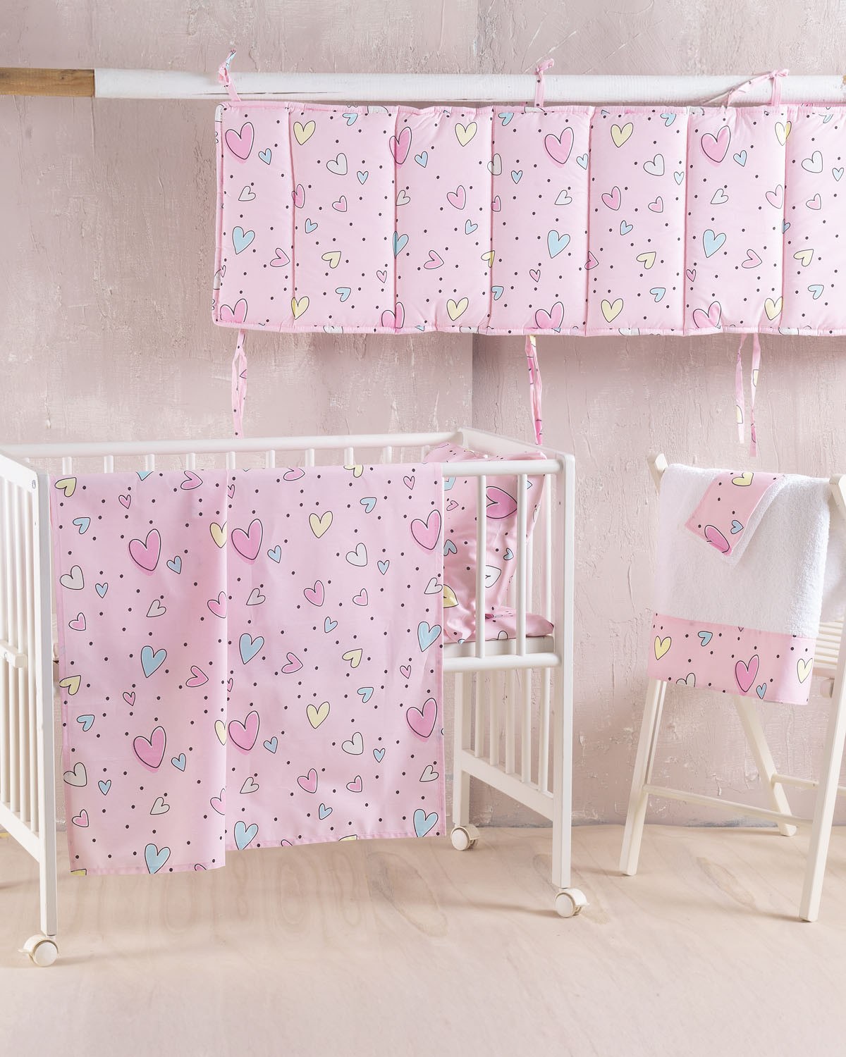 Σετ Σεντόνια Κούνιας 3 Τεμαχίων Rythmos Pop Hearts 120x160