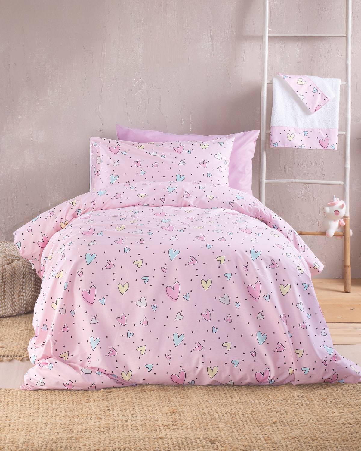 Σετ Παιδικές Μαξιλαροθήκες 2 Τεμαχίων Rythmos Pop Hearts 50x70