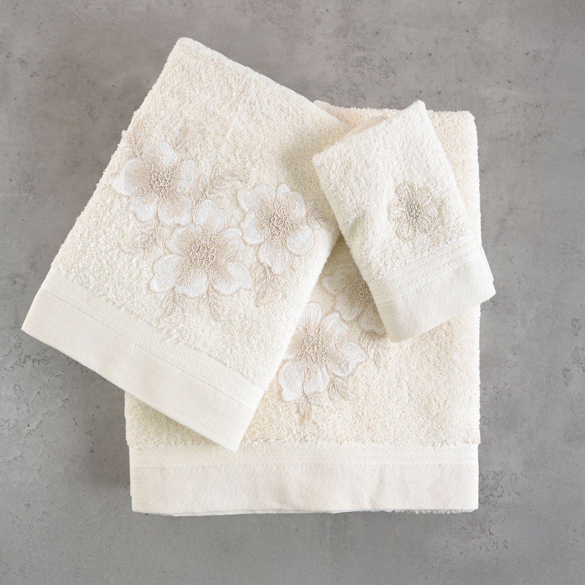 Σετ Πετσέτες 3 Τεμαχίων Rythmos Aragon Εκρου 30x50,50x9